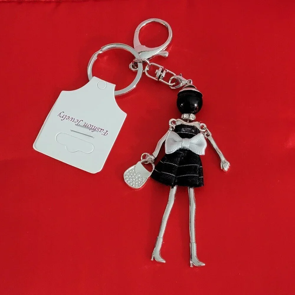 Fashion Jewelry Moveable Lady Keychain Bag charm